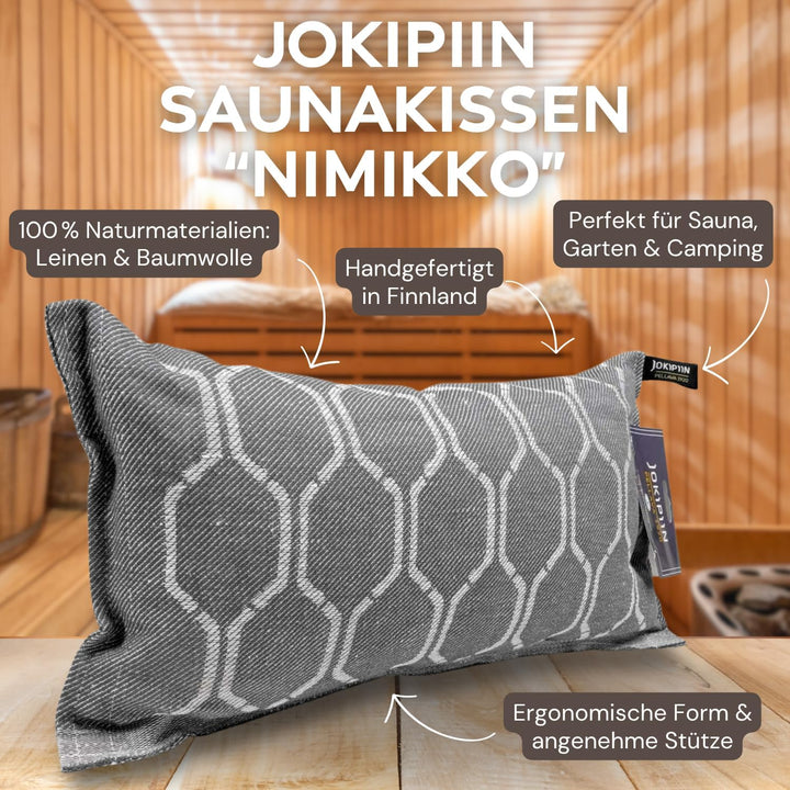 Jokipiin Premium Saunakissen 40 x 22 cm | 100% Made in Finland | ReisekissenLeinen Baumwolle