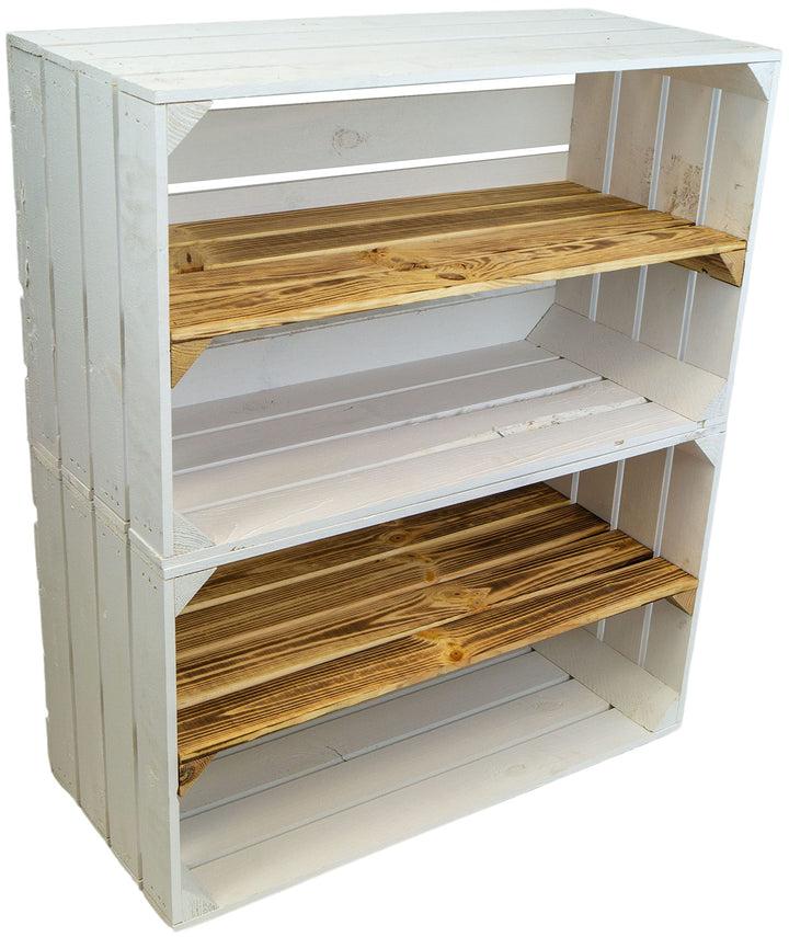Kistenkolli Altes Land 2er set grosse Obstkiste TOSCA geflammt mit langem Zwischenbrett ca 68x40x30c