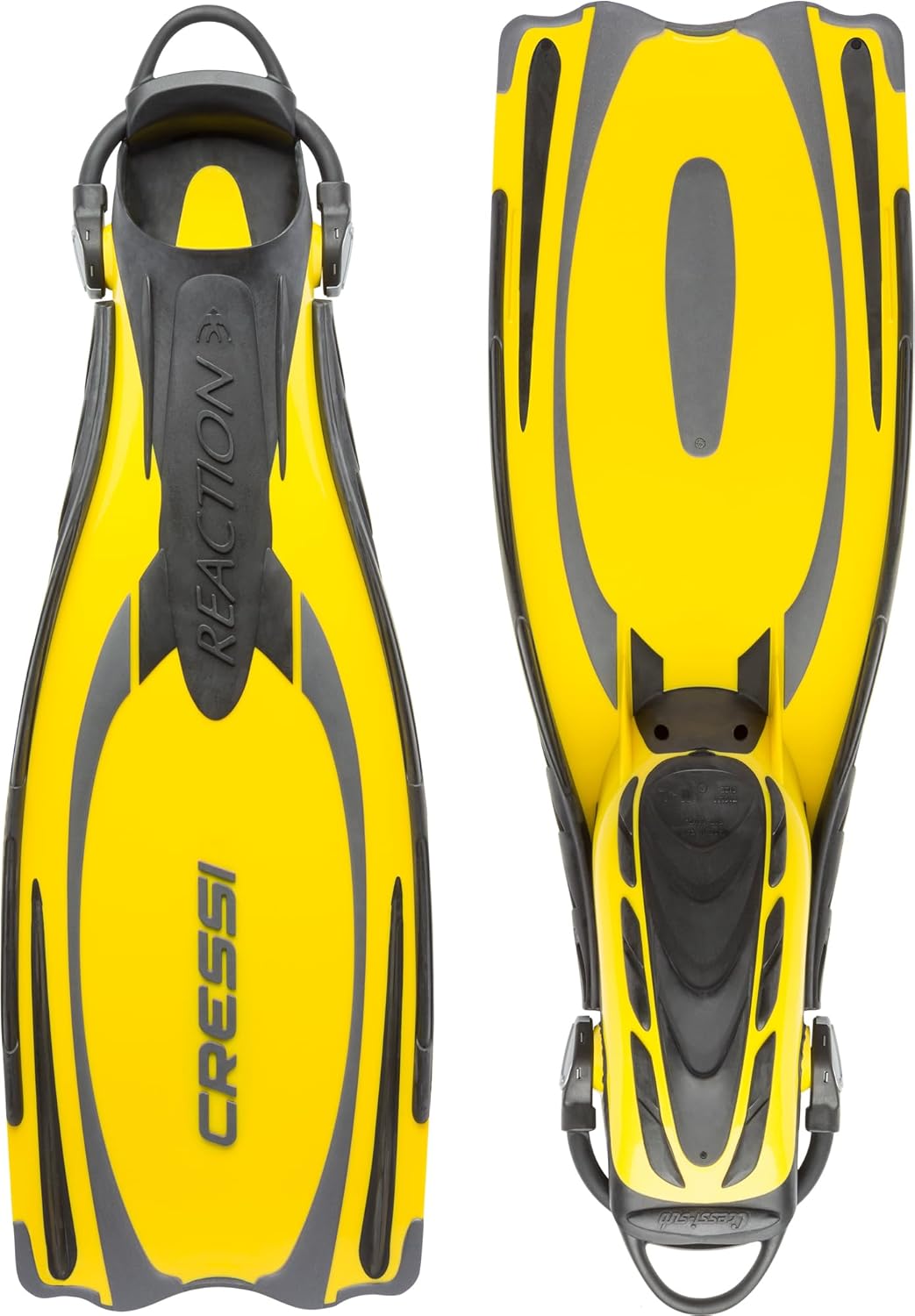 Cressi Reaction EBS Fins - Hochleistungstauchflossen mit EBS Strap L/XL (45/47) Gelb/Silber, L/XL (4