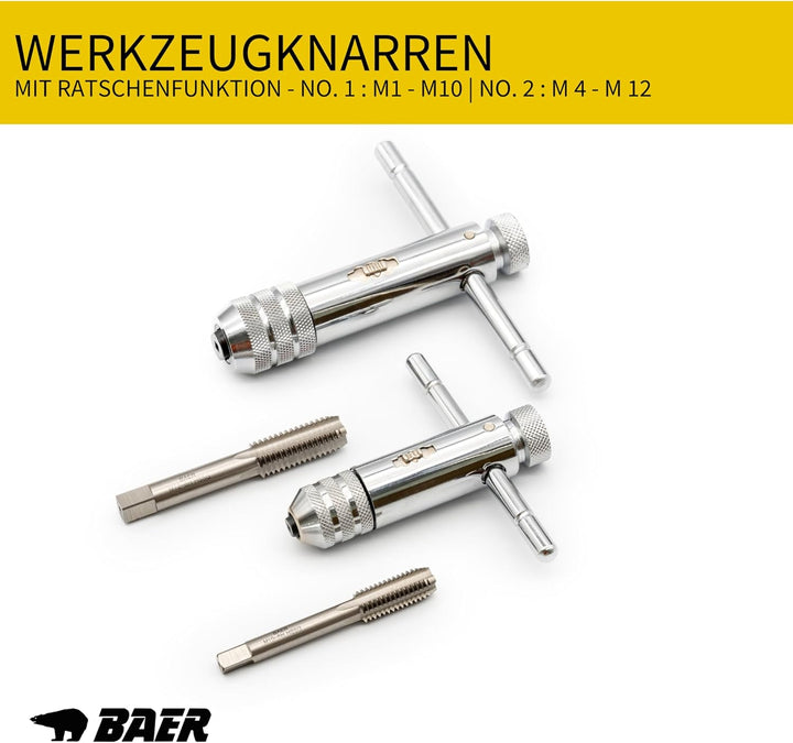 BAER SET HSS Handgewindebohrer | Schneideisen | Werkzeuge : M 3-12 - Gewindeschneider-Set | Gewindes