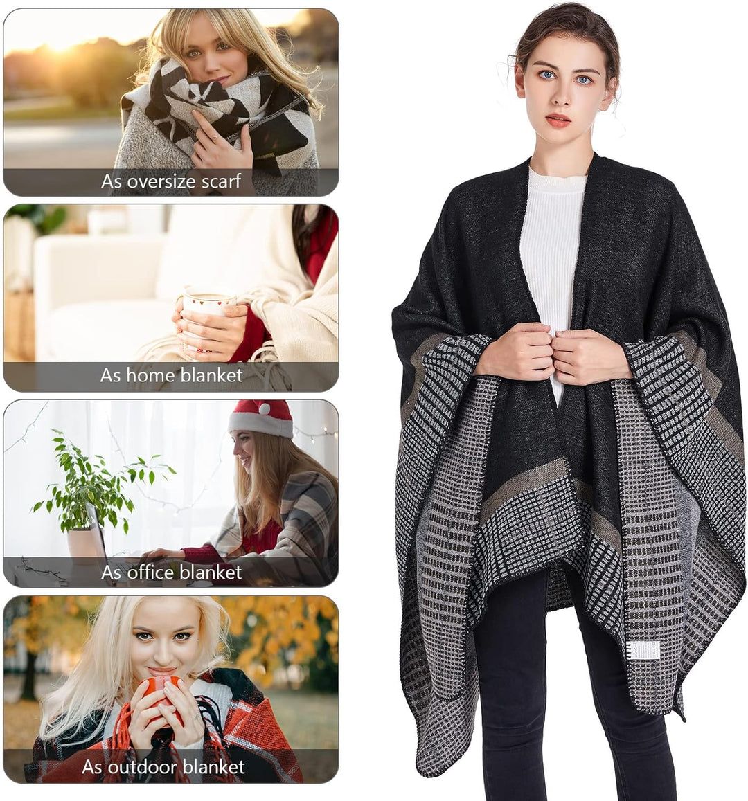 colornival Poncho Damen Winter Warm Elegant Poncho Decke Poncho Cape Strick Poncho Mantel Winter Pon