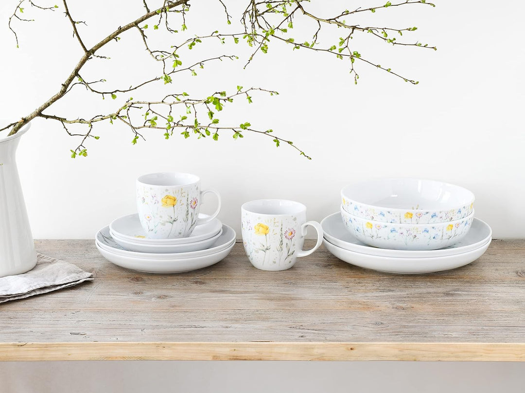 CreaTable, 23617, Serie Allround - WIESENBLUMEN, Geschirrset, Kombiservice 10 teilig