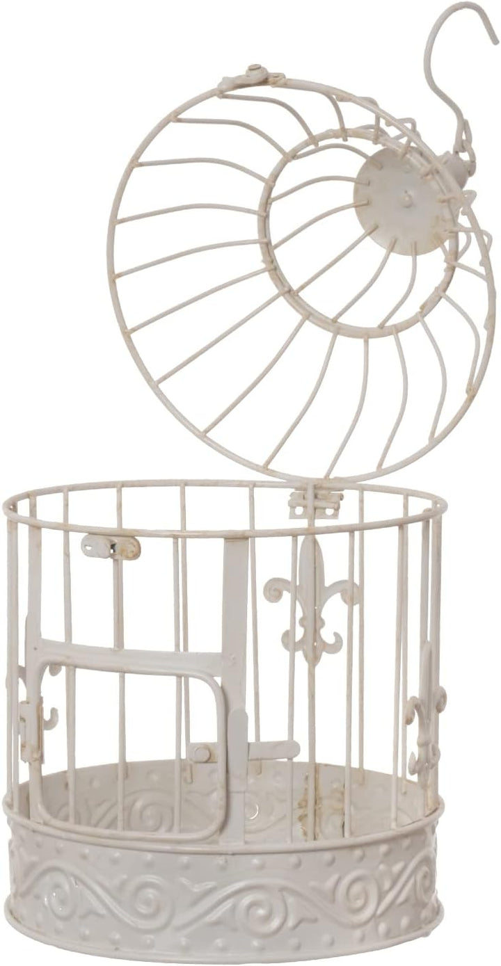 Moritz Deko-Vogelkäfig weiss rund 2er Set mit Fleur de Lis verziert Pflanzkäfig Dekokäfig für Blumen