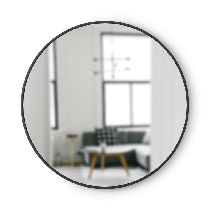 Umbra Hub Wandspiegel – Runder Spiegel für Diele, Badezimmer, Wohnzimmer und Mehr, Schwarz, 94 cm Du