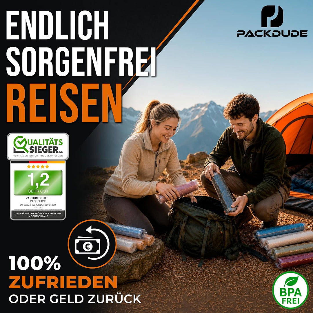Vakuumbeutel Reise zum Rollen I 10 STÜCK: 3x 70x50cm/ 3x 60x40cm/ 4x 50x35cm I Vakuumbeutel für Klei