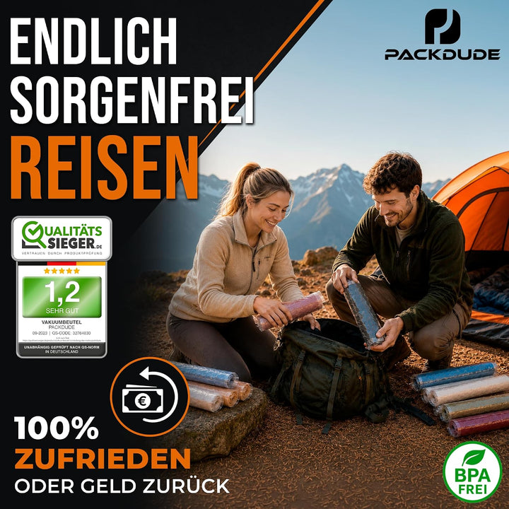 Vakuumbeutel Reise zum Rollen I 10 STÜCK: 3x 70x50cm/ 3x 60x40cm/ 4x 50x35cm I Vakuumbeutel für Klei