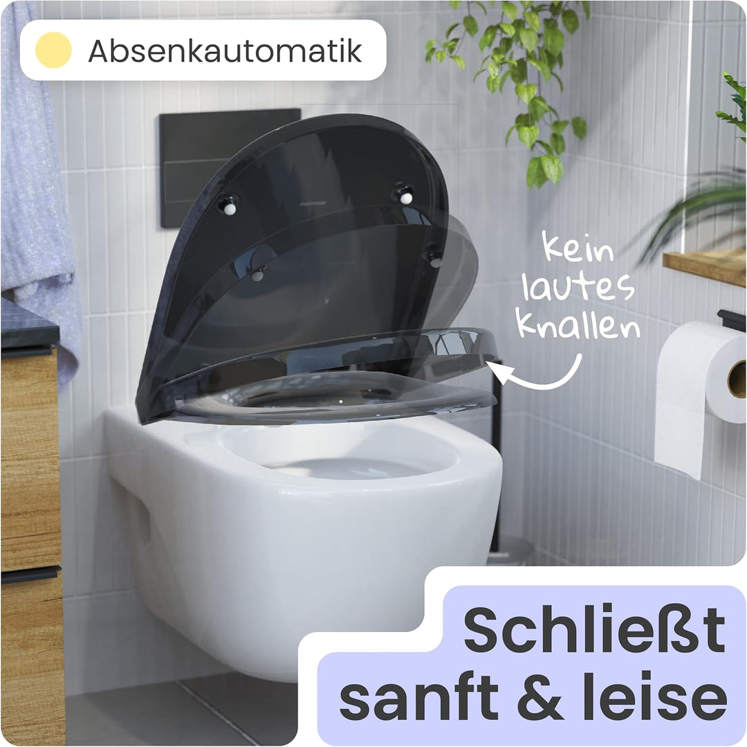 instmaier | D-Form | Toilettendeckel mit Absenkautomatik | schwarz glänzend | Made in Germany | Toil