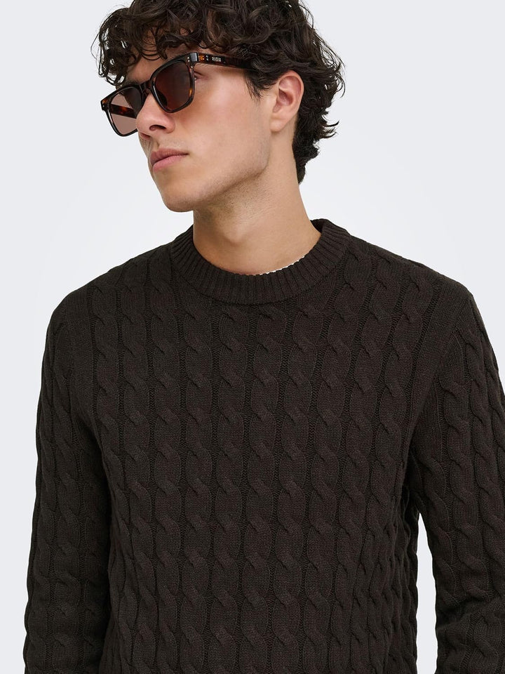 Only &amp; Sons Male Strickpullover ONSKICKER Pullover XS Coffee Bean 1, XS Coffee Bean 1