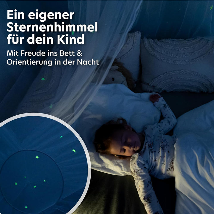 lilimaus Betthimmel [Weiss] - Baldachin Kinderzimmer mit Leuchtsternen für Mädchen & Jungen - Himmel