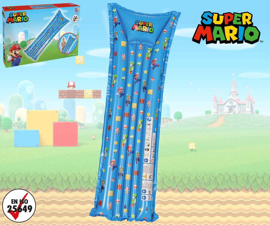 Super Mario Luftmatratze, aufgeblasen ca. 177x60 cm, unaufgeblasen ca. 183x69 cm