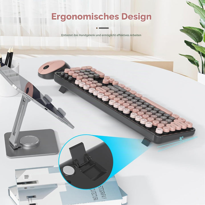 Kabellose Tastatur und Maus, 104 Schreibmaschinentastatur in Voller Grösse mit Nummernblock, 2.4 GHz