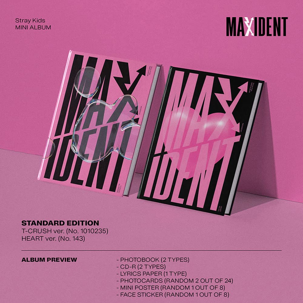 Stray Kids - MAXIDENT [Heart Ver.] Album CD-R+Photocards+Face Sticker+Mini Poster+Photobook+Lyrics P