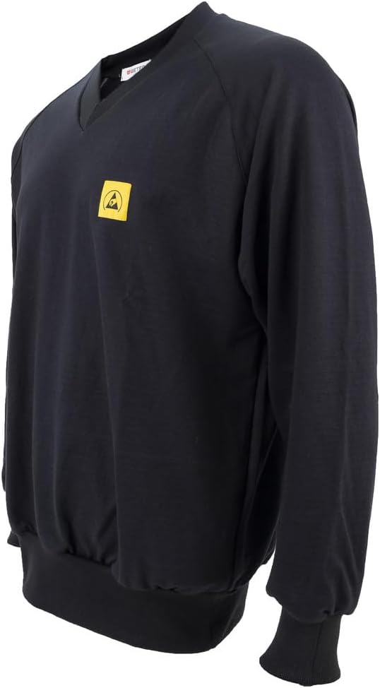 Wetec ESD-Sweatshirt, V-Ausschnitt, S, schwarz (Sweatshirt Pullover Pulli Langarm) typischer Ableitw