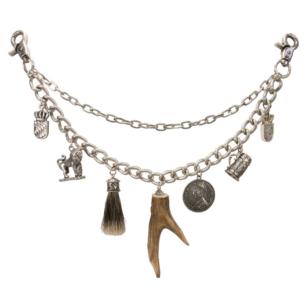 Alpenflüstern Trachten-Charivari Xaver - Hochwertiger Herren-Trachtenschmuck mit Trophäen-Anhängern