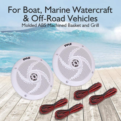 Pyle Marine Speakers - 4 Inch 2 Way Waterproof and Weather Resistant Outdoor Audio Stereo Sound Syst