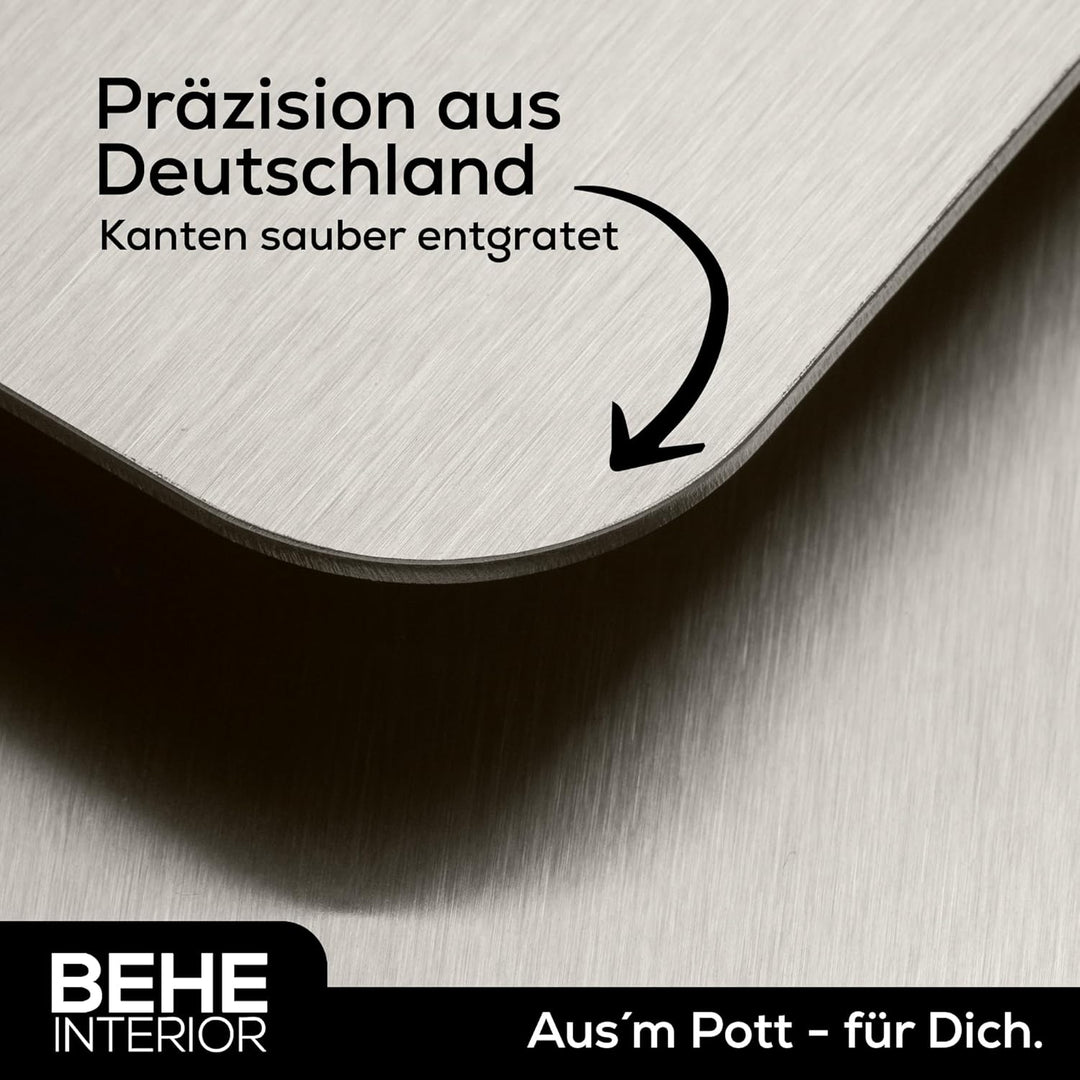 BEHE Schneidebrett Edelstahl - Made in Germany, Hygienisches Schneidebrett, cutting board, Rutschfes