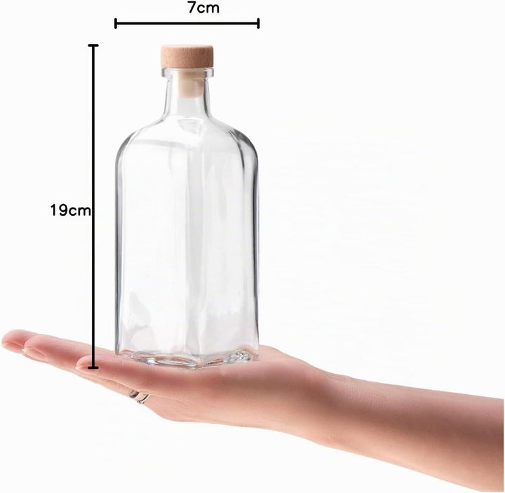 com-four® 6x Glasflasche 500 ml mit Korken - leere Flasche mit Korkenverschluss - Glasbehälter zum B
