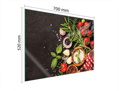 DarHaus Herdabdeckplatte 70x52 Einteilig Glas Elektroherd Induktion Herdschutz Spritzschutz Glasplat