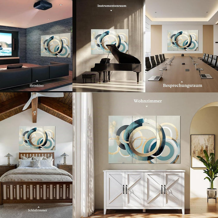Kunst-Akustikplatten, 6 Stück, selbstklebend, grosse Wandkunst-Gemälde für Wanddekoration, schallabs