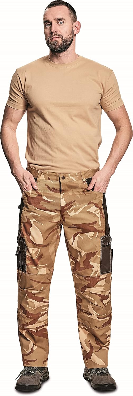 DINOZAVR Crambe Herren Tarnhose Arbeitshose/Cargohose - Strapazierfähig Bundhose 3XL Beige, 3XL Beig