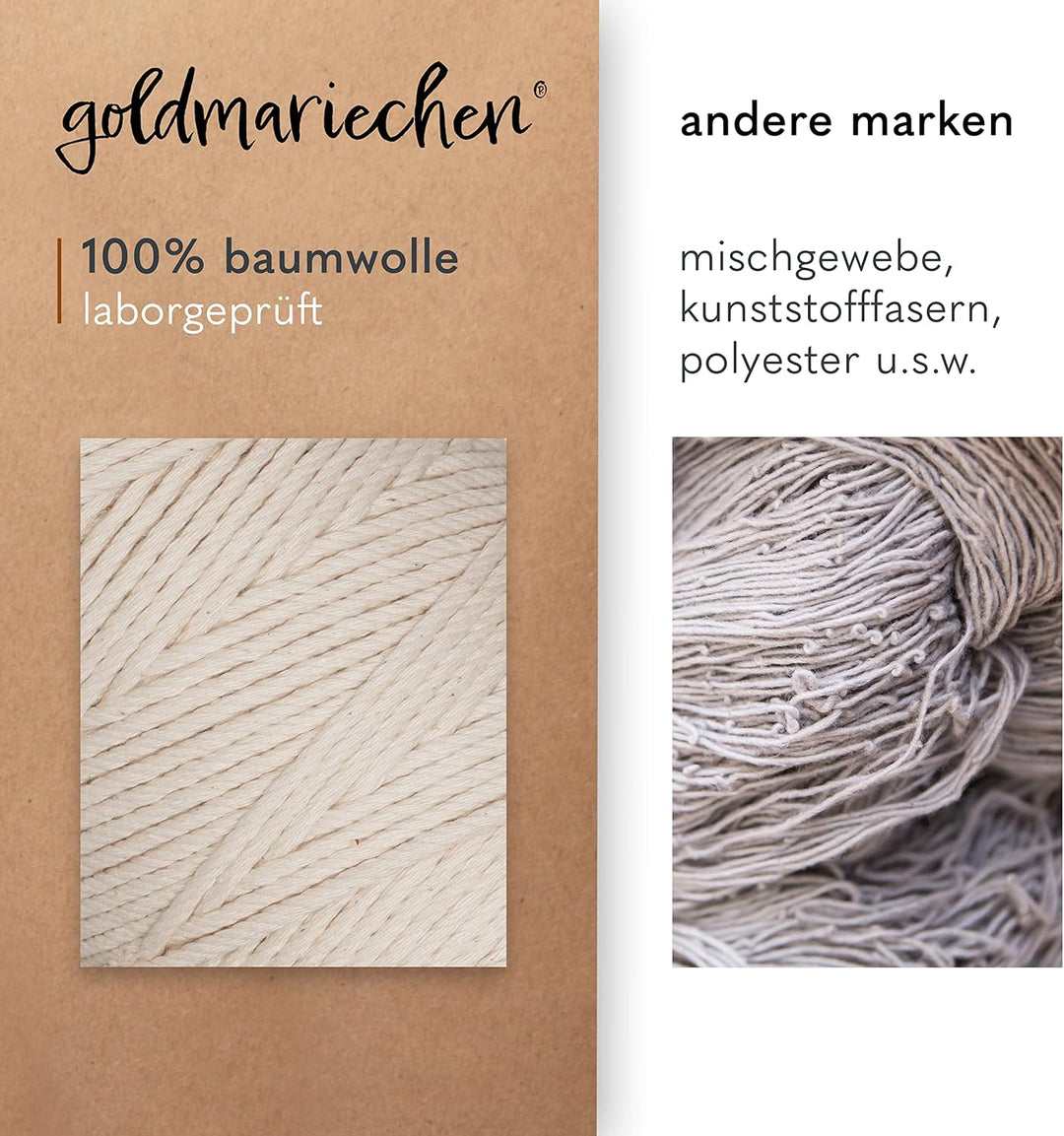 goldmariechen Premium Makramee Garn 3er Set (Naturell, Beere, Lavendel) | 3mm | 100% Baumwolle | pla