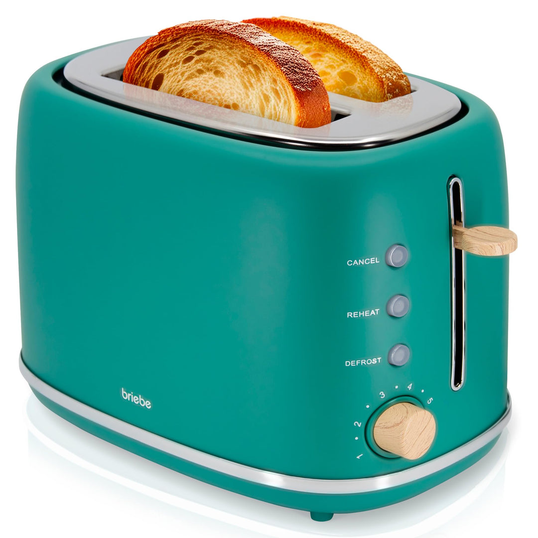 briebe Nordic Toaster mit breitem Schlitz, Toaster für 2 Scheiben, 6 Röststufen, Warmhaltefunktion,