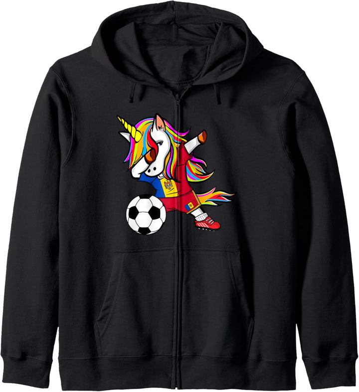 Dabbing Einhorn Unicorn Moldawien Fussball Moldauische Flagge Kapuzenjacke