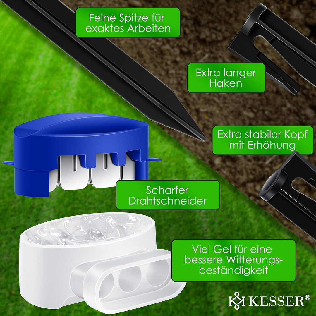 KESSER® Begrenzungskabel 750m + 2400 Erdspiesse + 36 Kabelverbinder für Mähroboter Rasenmäher Rasenr