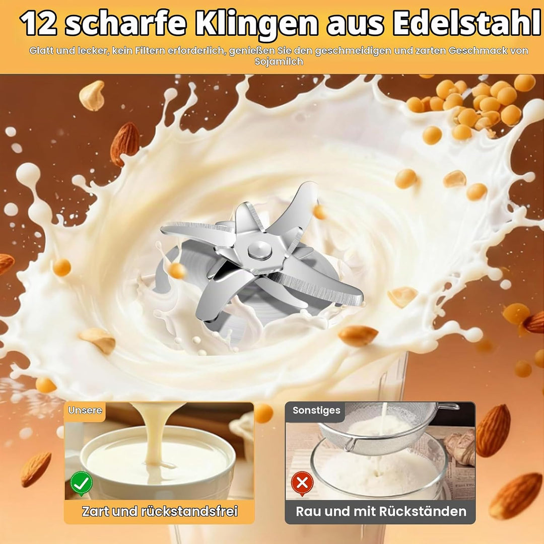 Nussmilchmaschine 8-in-1 mit Icon-Touchpanel, Pflanzenmilchbereiter 1200 ml mit Selbstreinigung, Tim