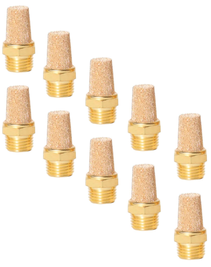 Pneumatik Schalldämpfer aus Sinterbronze 1/4" 10er Set Druckluftschalldämpfer Industriequalität (10,