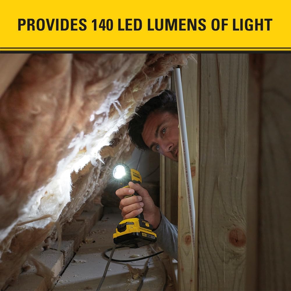 Stanley FatMax Akku-Arbeitslampe SFMCL020B (kompakt, robust und leicht, mit vertikal schwenkbarem Ko