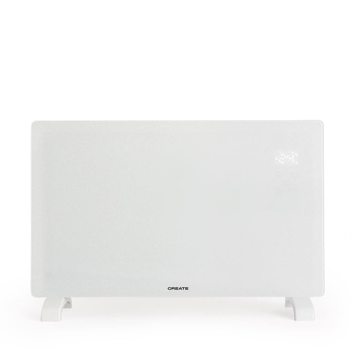 CREATE/WARM CRYSTAL 2500W / Weisser elektrischer Glaskonvektor, WiFi, einstellbare Leistung, leiser