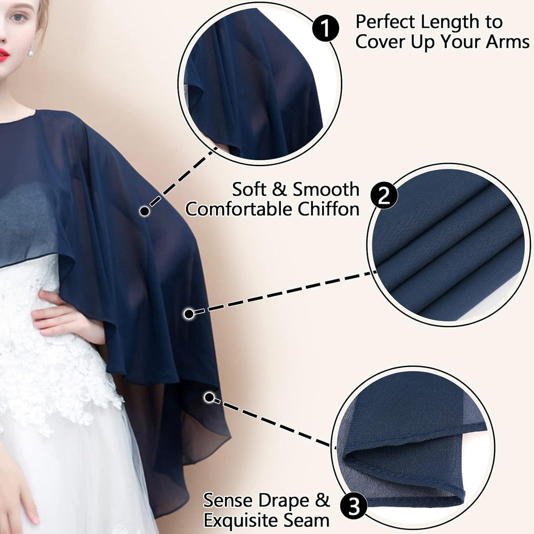 Ladiery Sheer Chiffon Capes Weiche Capelets für Frauen, leichte Tücher und Wraps für Abendpartykleid