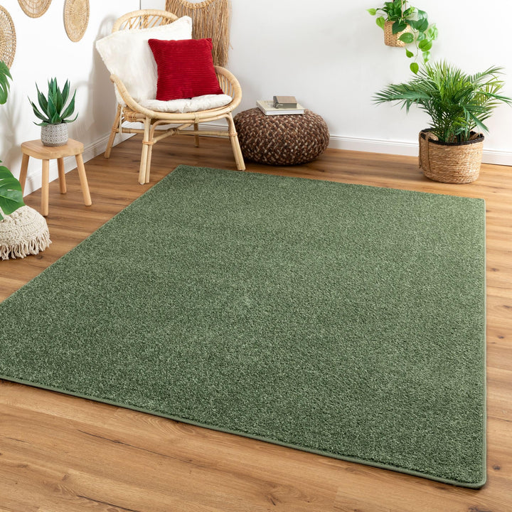Steffensmeier Kurzflor Teppich Cambridge, Wohnzimmer, Schlafzimmer, in Grün, Grösse: 120x180 cm, Grü