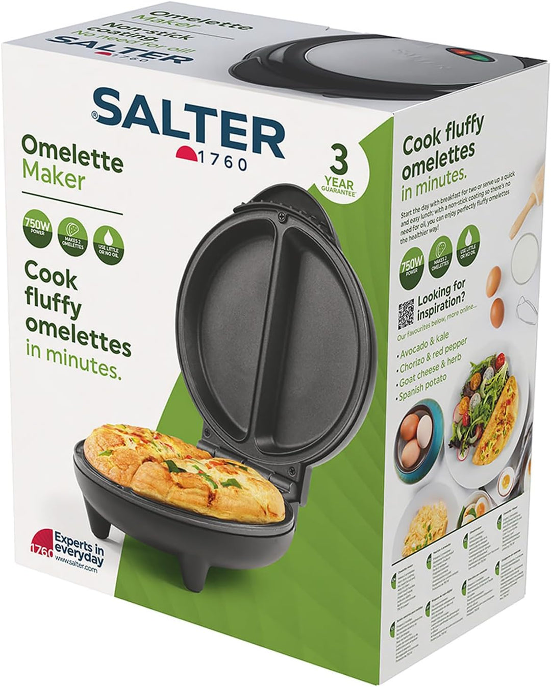 Salter Dual-Omelettmaker – Antihaftbeschichtete tiefe Platten, Doppel-Eierkocher, Macht 2 Omeletten,