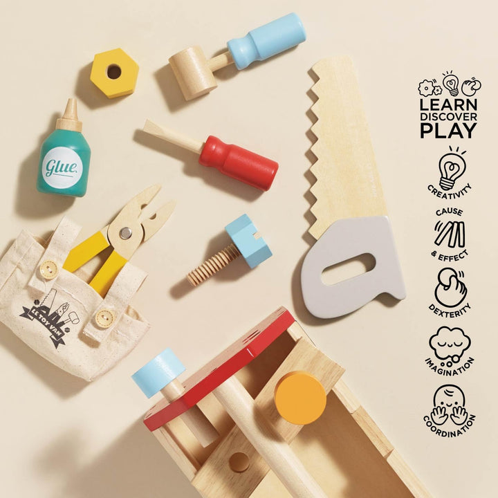 Le Toy Van – Pädagogisches Autos & Baustelle-Spielset aus Holz Werkzeugkiste für Rollenspiel | Für M