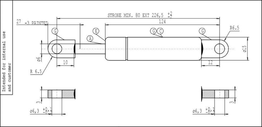 Stabilus 3267KN Gasfeder 250 N, 250 N