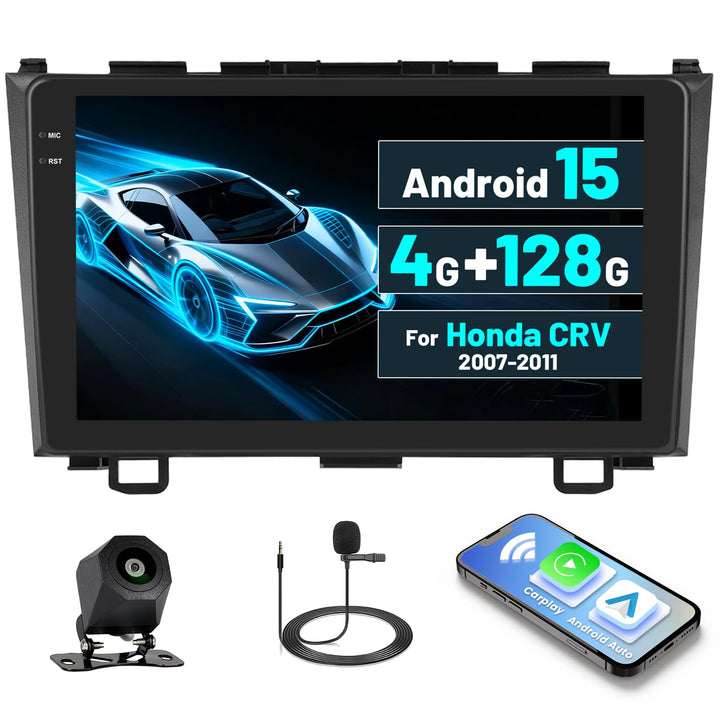 [4G+128G] Inefala Android 15 Autoradio für Honda CRV 2007-2011 mit Wireless Carplay Android, 9 Zoll