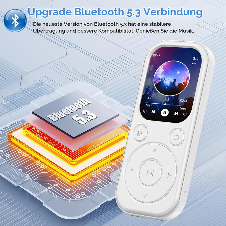 Olycism 64 GB MP3 Player mit Bluetooth 5.3 tragbarer Musik-Player mit HiFi-Klangqualität und FM-Radi