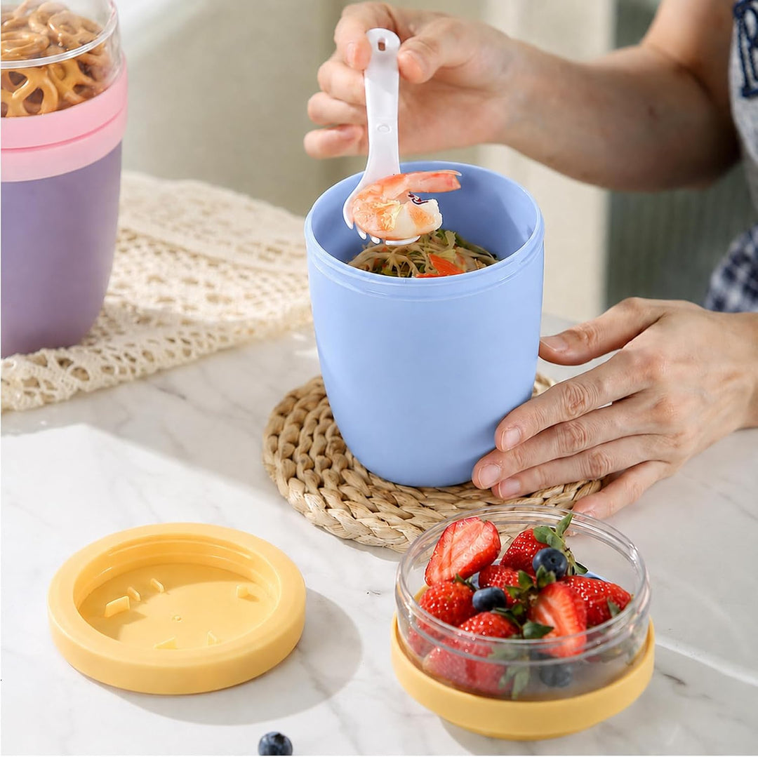 Müslibecher To Go mit Löffel, Joghurtbecher, Auslaufsicherer Müsli Cup