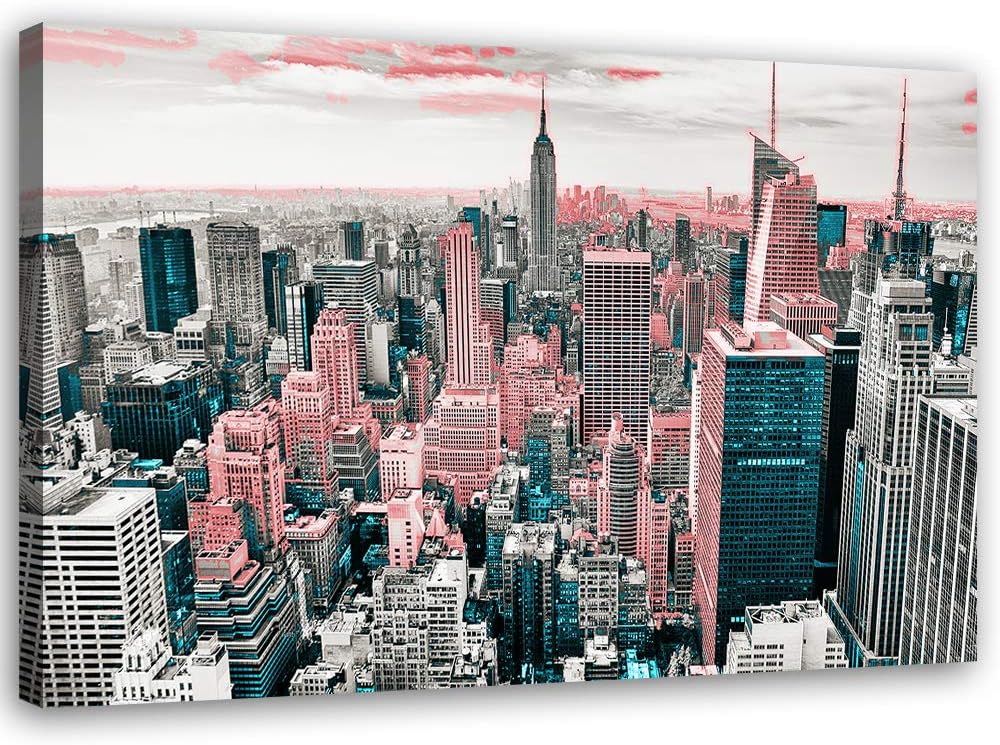 Leinwandbild XXL Manhattan Wandbild Kunst abstract Rosa 120x80 cm Leinwandbild 120x80 cm Rosa_a, Lei