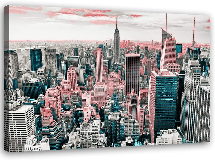 Leinwandbild XXL Manhattan Wandbild Kunst abstract Rosa 120x80 cm Leinwandbild 120x80 cm Rosa_a, Lei