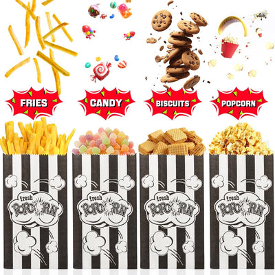 200 Stück Popcorn Tüten Klein, Popcorntüten Rote Streifen, Popcorn Papiertüten, Popcorn Behälter für