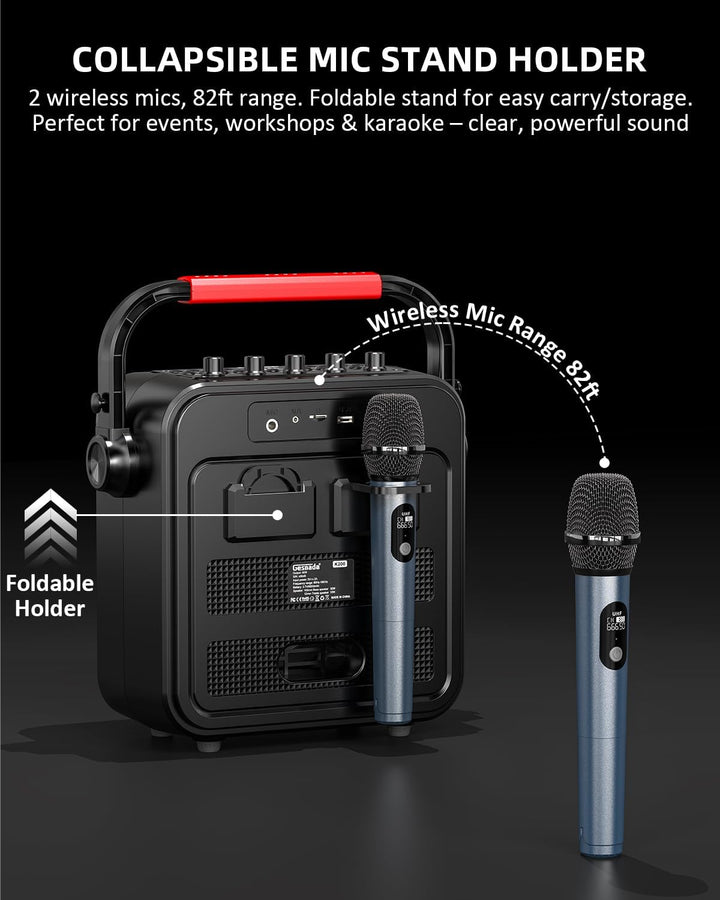 Karaoke Maschine,Karaoke anlage Box mit 2 mikrofonen,Bluetooth Lautsprecher,PA System mit Karaoke-Mo