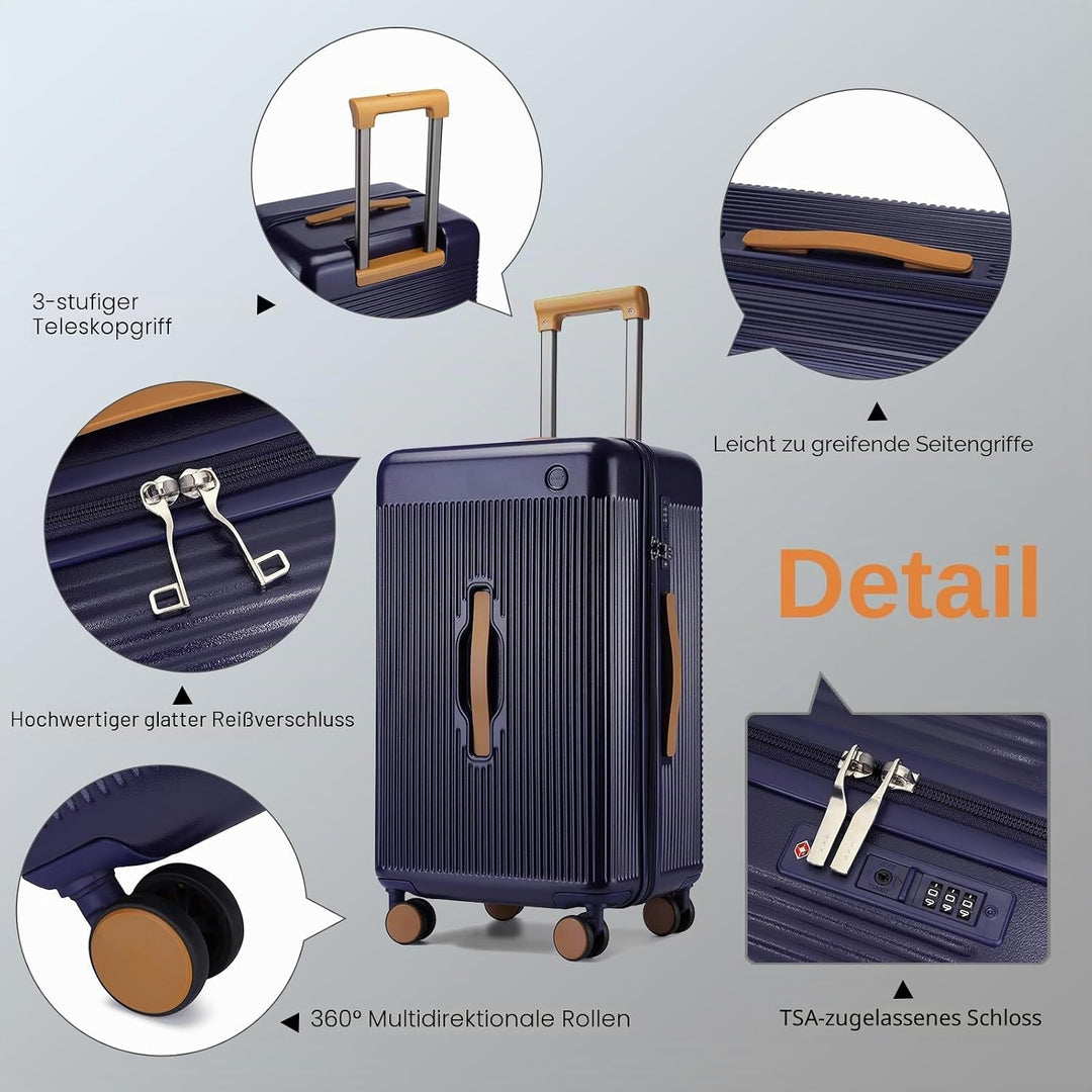 Kono 61 cm grosser Koffer, Leichter ABS+Polycarbonat-Hartschalentrolley, modischer Reise-Check-in-Et