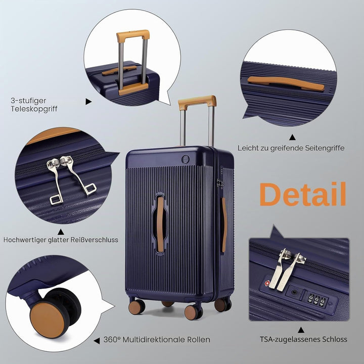 Kono 61 cm grosser Koffer, Leichter ABS+Polycarbonat-Hartschalentrolley, modischer Reise-Check-in-Et