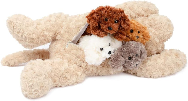 MorisMos Hund Kuscheltier XXL mit 4 Babys im Bauch, gross Hund Plüschtier Stofftier Kuscheltiere, ri