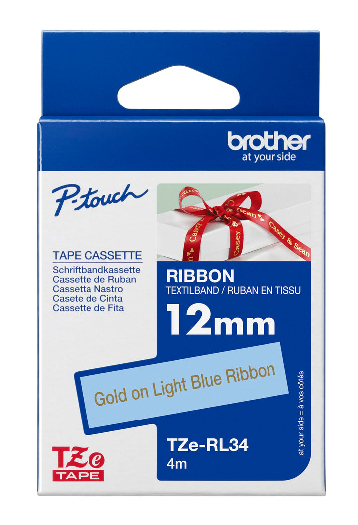 Brother TZe-RL34 Textilband TZERL34 gold-hellblau, gold-hellblau