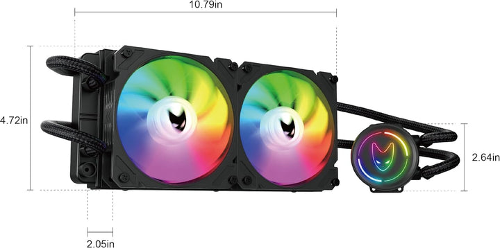 Oversteel - ZIRCON Flüssigkeitskühlung 240mm RGB, 2x PWM Lüfter 120mm RGB, TDP 200W, Kompatibel mit