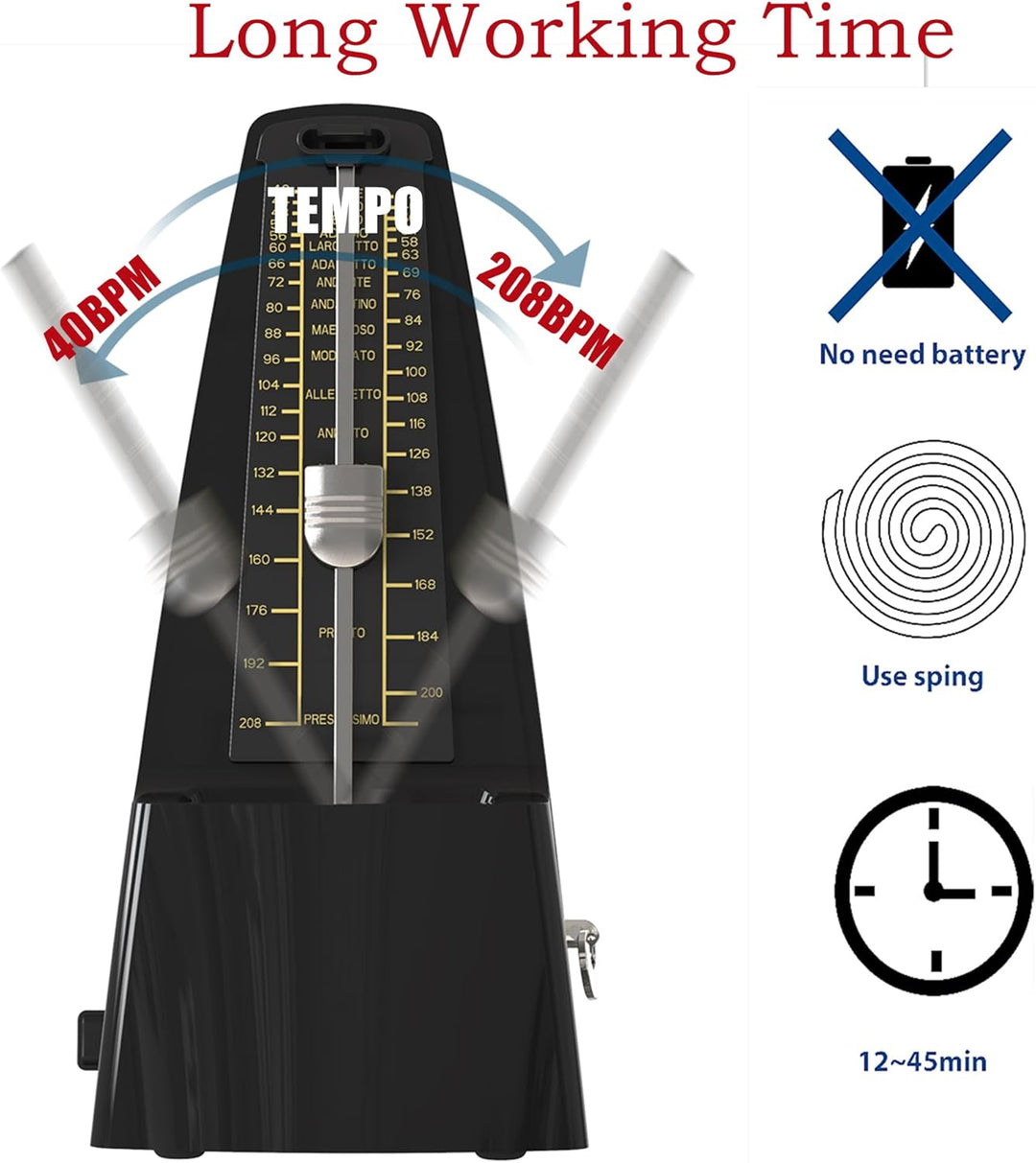 SOLO Mechanisches Metronom mit Akzentglocke, Präziser Takt und Kräftiger Klang, geeignet für Klavier